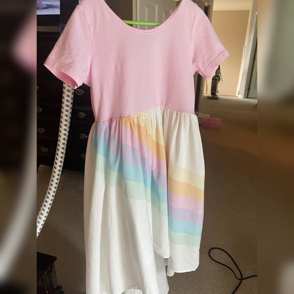 KIDS WIDE STRAP HIGH LOW DRESS WITH FRILLS PALATIAL PASTELS main image 0
